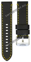 Черный кожаный ремешок Tissot T600042214, теленок, 22/22, желтая прострочка, стальная пряжка, для часов Tissot Chrono XL T116.617