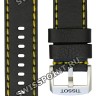 Черный кожаный ремешок Tissot T600042214, теленок, 22/22, желтая прострочка, стальная пряжка, для часов Tissot Chrono XL T116.617