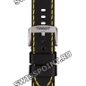 Черный кожаный ремешок Tissot T600042214, теленок, 22/22, желтая прострочка, стальная пряжка, для часов Tissot Chrono XL T116.617