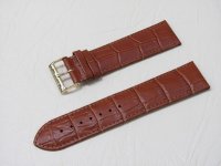 Коричневый кожаный ремешок из кожи теленка STAILER ORIGINAL 1585-2412 размер (24/22 мм), длина L (120 / 80 мм) с тиснением под кожу крокодила