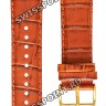 Коричневый кожаный ремешок Orient QUDCEKGT, 22/20 мм, желтая пряжка, для часов Orient FETAB007W
