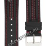 Черный кожаный ремешок TIssot T600020324, телёнок, 19/18, красная прострочка, стальная пряжка, для часов Tissot PR 50 Sport J378/478
