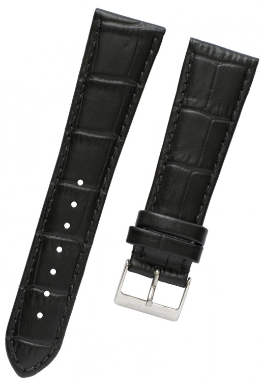 Stailer 1551A-2201 Черный кожаный ремешок, теленок, имитация крокодила, стальная пряжка, 22/18