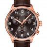 Коричневый кожаный ремешок Tissot T600043874 / T610044156, теленок, удлиненный, 22/20 XL, розовая пряжка, для часов Tissot Chrono XL Classic T116.617.36.057.01