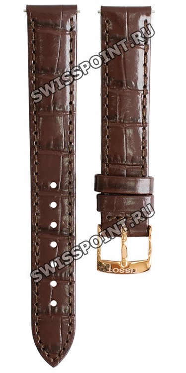 Коричневый кожаный ремешок Tissot T600043042 / T610043043, теленок, 15/14, розовая пряжка, для часов Tissot Carson T122.207.36.031.00, T122.207.36.033.00, T122.210.36.033.00