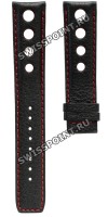 Черный кожаный ремешок Tissot T610025653, удлиненный, 20/18 XL, теленок с отверстиями, красная изнанка, без замка, для часов Tissot PRS 516 T021.414, T021414A