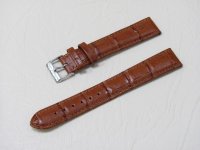 Коричневый кожаный ремешок из кожи теленка STAILER ORIGINAL 18-16L размер (18/16 мм), длина L (120 / 80 мм) с тиснением под кожу крокодила
