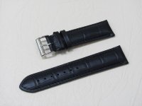 Черный кожаный ремешок из кожи теленка STAILER ORIGINAL 2041-2201 размер (22/20 мм), длина M (105 / 70) с тиснением под кожу крокодила