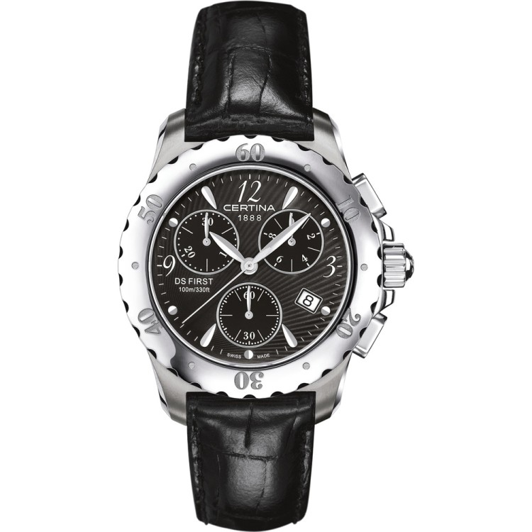 Черный кожаный ремешок Certina C610015324, 17/16, без замка, для часов Certina DS First C538.7084.42.61