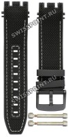 Черный каучуковый ремешок Tissot T603044022 с тканевой накладной, черная пряжка,  для часов Tissot T-Race Jorge Lorenzo 2019 T115.417.27.057.00