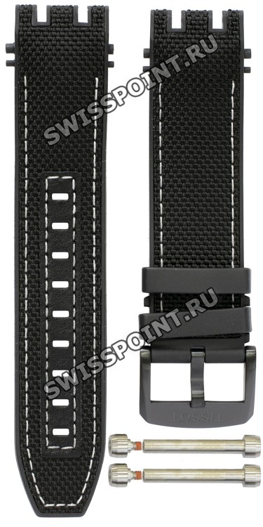 Черный каучуковый ремешок Tissot T603044022 с тканевой накладной, черная пряжка,  для часов Tissot T-Race Jorge Lorenzo 2019 T115.417.27.057.00