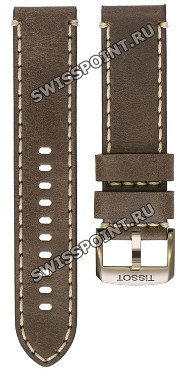 Коричневый кожаный ремешок Tissot T600045329, теленок, 22/22, желтая пряжка, для часов Tissot XL Automatic T116.407