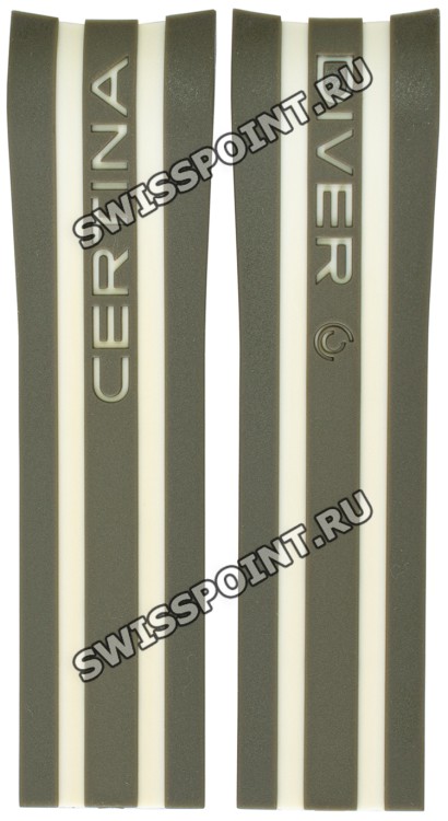 Серо-белый каучуковый ремешок Certina C610018002, без замка, для часов Certina DS Action C013.407.47.081.01