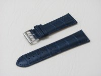 Синий кожаный ремешок из кожи теленка STAILER ORIGINAL 2047-2401 размер (24/20 мм), длина M (105 / 70 мм) с тиснением под кожу крокодила