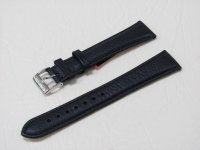 Черный кожаный ремешок из кожи теленка STAILER ORIGINAL 5291-2011 размер (20/16 мм), длина L (120 / 80 мм) с тиснением под кожу теленка