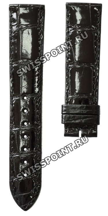 Черный кожаный ремешок Longines L682144254, аллигатор, 20/18, лаковый, без замка, для часов Longines Elegant L4.910.4