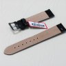 Черный кожаный ремешок из кожи теленка STAILER ORIGINAL 2051-1801 размер (18/16 мм), длина M (105 / 70 мм) с тиснением под кожу крокодила