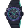 Черный полимерный ремешок Casio 10587157 с бирюзовой подложкой, стальная пряжка, для часов Casio  AWG-M100SBL-1A