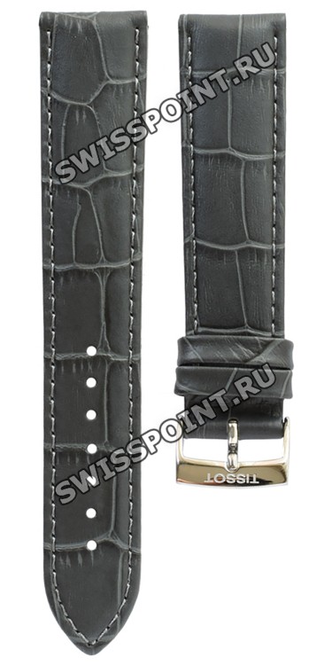 Серый кожаный ремешок Tissot T600037008, имитация крокодила, 20/18, стальная пряжка, для часов Tissot PR100 T101.410, T101410A, T101.410.16.441.00