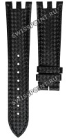 Черный кожаный ремешок Balmain B1720805, 22/18, с фигурным вырезом, имитация карбона, без замка, для часов Balmain Chrono 5881, 5885, 5886, 5889