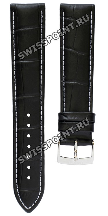 Черный кожаный ремешок Tissot T600037056, теленок, имитация крокодила, 20/18, стальная пряжка, для часов Tissot PR 100 T101.417.16.051.00, T101.452.16.051.00