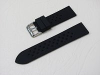 Черный каучуковый ремешок STAILER ORIGINAL BC106-22 размер (22/22 мм), длина L (120 / 80 мм) с фигурным тиснением