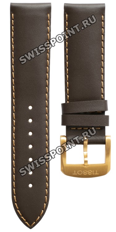 Коричневый кожаный ремешок Tissot T600035974, теленок, 19/18, розовая пряжка, для часов Tissot Quickster T095.417