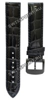 Черный (антрацит) кожаный ремешок Tissot T600040241, удлиненный, 19/18 XL, антрацит, теленок, имитация крокодила, черная пряжка, для часов Tissot Quickster T095.410