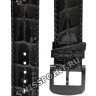 Черный (антрацит) кожаный ремешок Tissot T600040241, удлиненный, 19/18 XL, антрацит, теленок, имитация крокодила, черная пряжка, для часов Tissot Quickster T095.410