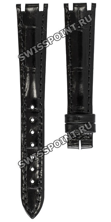 Черный кожаный ремешок Longines L682134839, аллигатор, 15/12, без замка, для часов Longines PrimaLuna L8.110.0, L8.110.4, L8.110.5, L8.110.8,  L8.110.9,  L8.111.6, L8.111.8, L8.111.9