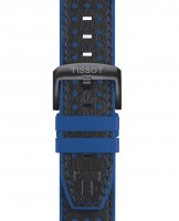 Синий каучуковый ремешок Tissot T603045144 с черной кожаной накладной, черная пряжка, для часов Tissot T-Race Thomas Luthi 2020 T115.417.27.057.03