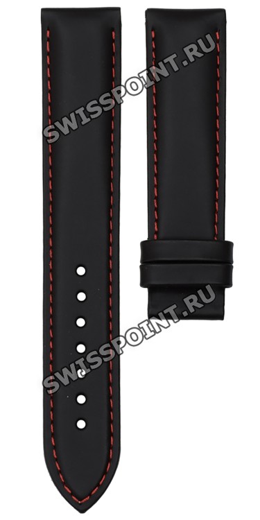 Черный кожаный ремешок Tissot T610031781, теленок, 19/18, красная прострочка, без замка, для часов Tissot T067.417.26.051.00 , T067417