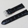 Черный кожаный ремешок из кожи теленка STAILER ORIGINAL 2051-2411 размер (24/20 мм), длина L (120 / 80 мм) с тиснением под кожу крокодила