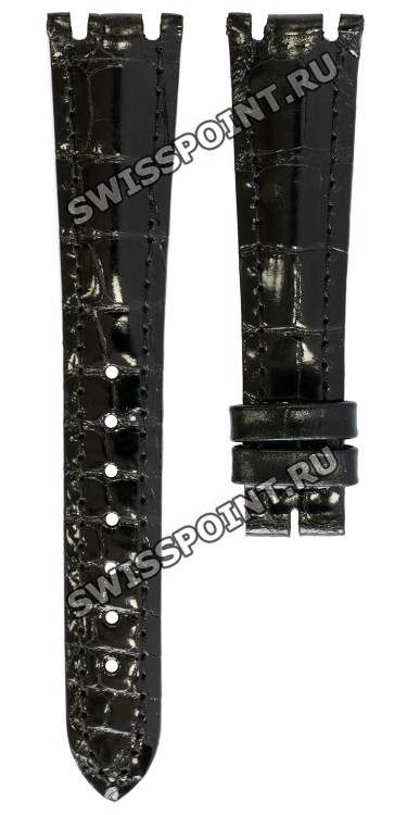 Черный кожаный ремешок Longines L682134840, аллигатор, 18.2/14, без замка, для часов Longines PrimaLuna L8.112.0, L8.112.4, L8.112.5, L8.113.6