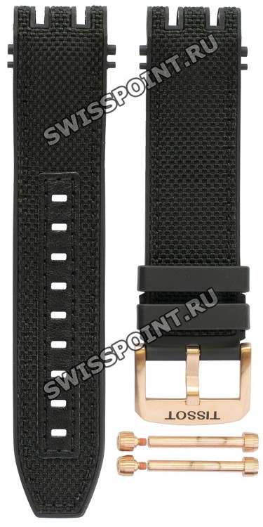 Черный каучуковый ремешок Tissot T603043411 с тканевой накладной, розовая пряжка, для часов Tissot T-Race MotoGP 2019 Chronograph T115.417.37.057.00