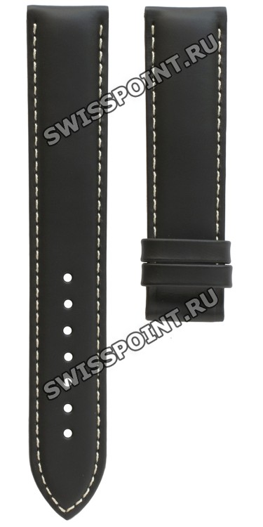 Черный кожаный ремешок Tissot T610031784, 19/18, белая прострочка, без замка, для часов Tissot PRS 200 T067.417, T067417