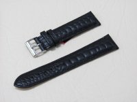 Черный кожаный ремешок из кожи теленка STAILER ORIGINAL 2071-2001 размер (20/18 мм), длина M (105 / 70 мм) с тиснением под кожу крокодила