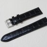 Черный кожаный ремешок Orient из кожи теленка, размер (22/20 мм), длина L (120 / 80 мм) с тиснением под кожу крокодила