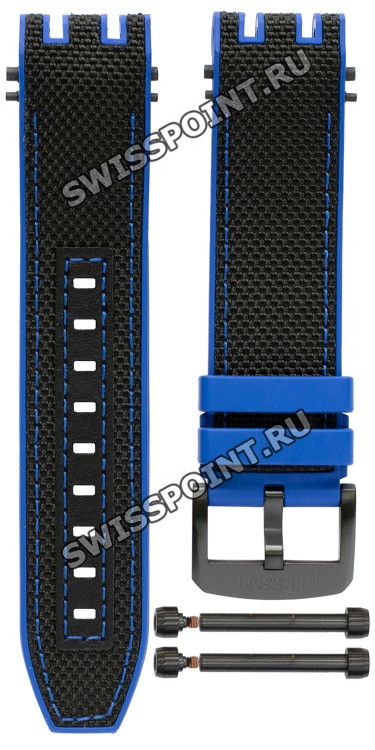 Синий каучуковый ремешок Tissot T603043996 с тканевой накладкой, черная пряжка, для часов Tissot T-Race Thomas Luthi 2019 T115.417.37.057.03
