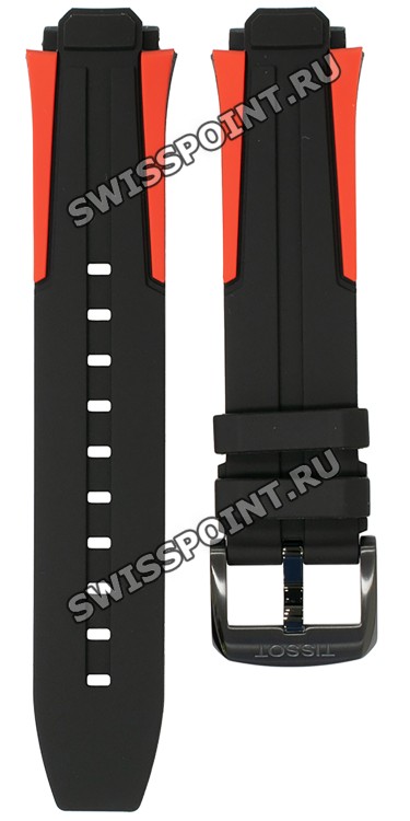 Черный каучуковый ремешок Tissot T603040970, черная пряжка, для часов Tissot T-Race Cycling T111.417.27.441.00, T111.417.37.441.01, T111.417.37.441.08