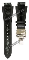 Черный кожаный ремешок Orient QUDDHSSB, с вырезом, 19/20 мм, стальная клипса, для часов Orient CEZAE001