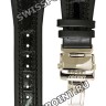 Черный кожаный ремешок Orient QUDDHSSB, с вырезом, 19/20 мм, стальная клипса, для часов Orient CEZAE001