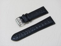 Черный кожаный ремешок из кожи теленка STAILER ORIGINAL 2071-2401 размер (24/20 мм), длина M (105 / 70) с тиснением под кожу крокодила
