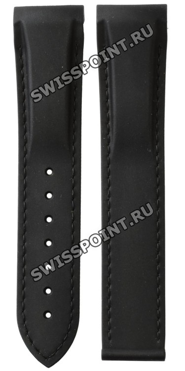 Черный каучуковый ремешок Omega O98000364, 20/18, длина 100/95, без замка, для часов Omega 232.32.42.21.01.003 Seamaster Planet Ocean 600м 42 мм