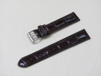 Коричневый кожаный ремешок из кожи теленка STAILER ORIGINAL 2052-1801 размер (18/16 мм), длина M (105 / 70) с тиснением под кожу крокодила