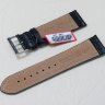 Черный кожаный ремешок из кожи теленка STAILER ORIGINAL 2071-2411 размер (24/20 мм), длина L (120 / 80 мм) с тиснением под кожу крокодила