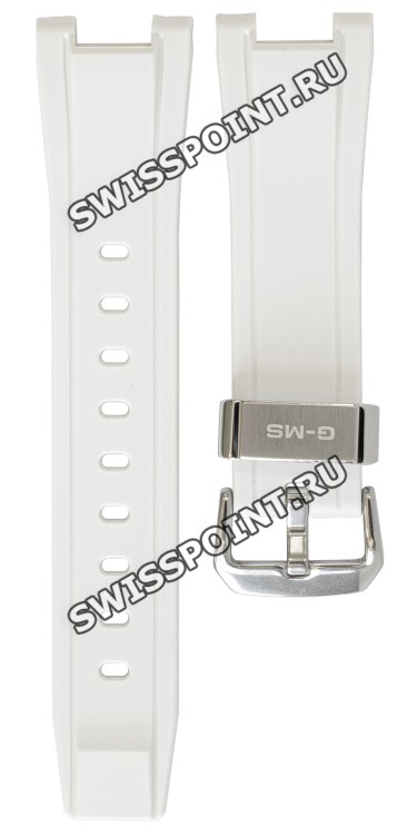 Белый полимерный ремешок Casio 10553505 для часов Casio MSG-400G-7A, MSG-W100-7A, MSG-W100-7A2, MSG-W100G-7A