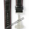 Черный кожаный ремешок Tissot T600031757, 23/20, красная прострочка, стальная клипса, для часов Tissot Couturier T035.439, T035.617, T035439A, T035617A