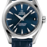 Синий кожаный ремешок Omega O98000453 из кожи аллигатора, 19/16, длина 95/90, без замка, для часов Omega 231.13.39.21.03.001, 231.13.39.22.03.001 Seamaster Aqua Terra 150м 38.5мм