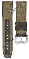 Коричневый каучуковый ремешок Tissot T604047746 с текстильной накладкой, 23/22, титановая пряжка, для часов Tissot T121.420.47.051.07 T-Touch Connect Solar